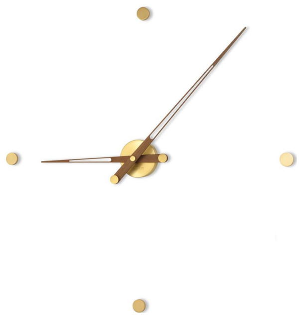 Nomon Rodon 4 G Wall Clock Brass/Walnut Contemporary Wall Clocks