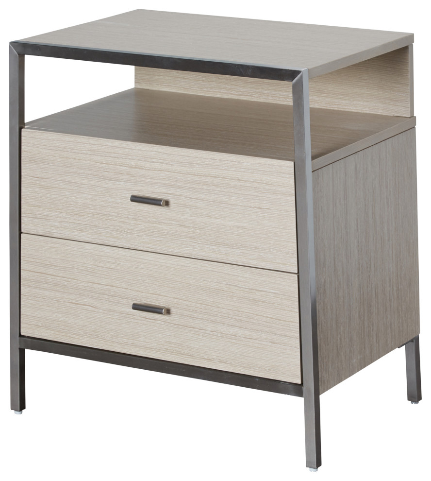 Silverlake Village 2 Drawer Nightstand Washed Oak Contemporary Nightstands And Bedside Tables By Michael Amini