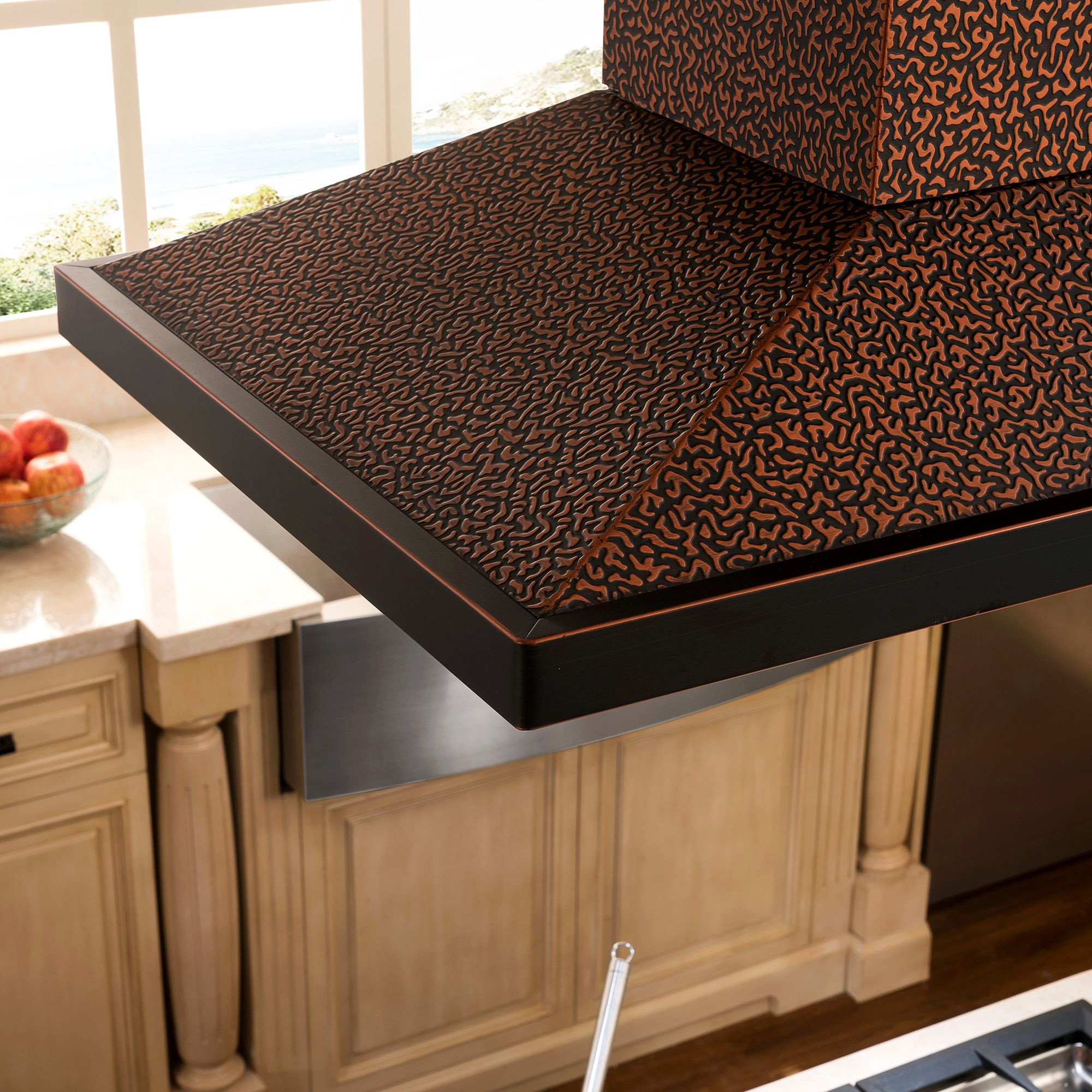 Kitchens featuring a ZLINE Copper Wall Range Hood