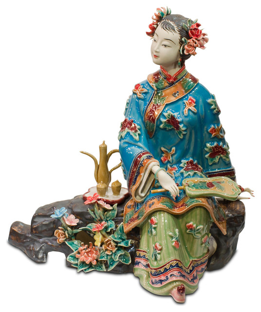 Chinese Shi Wan Porcelain Lady Asian Decorative Objects And