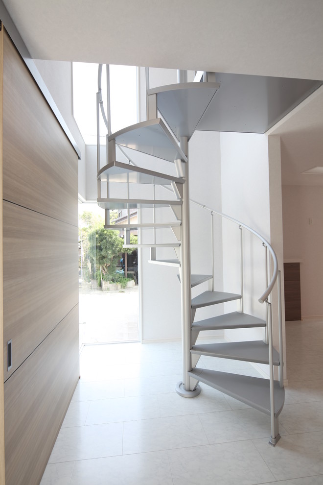 Inspiration for a contemporary spiral staircase in Nagoya.