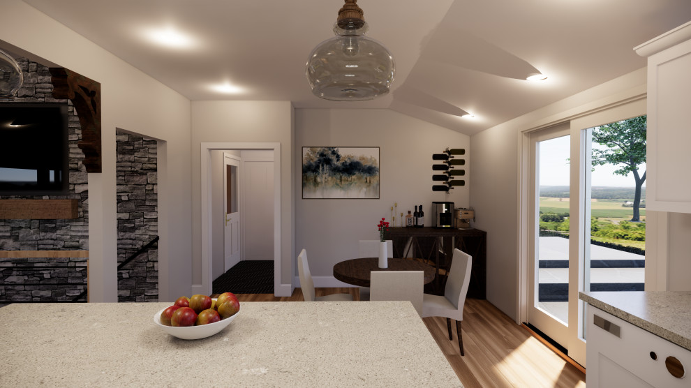 Example of a transitional kitchen design in New York