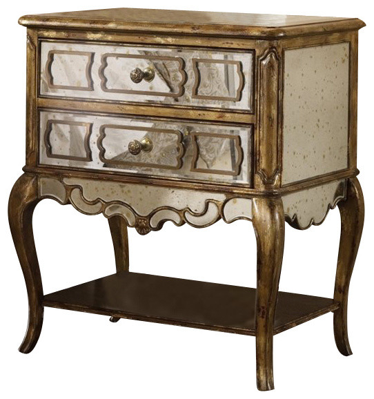 Sanctuary Mirrored Leg NightstandBling Traditional Nightstands And
