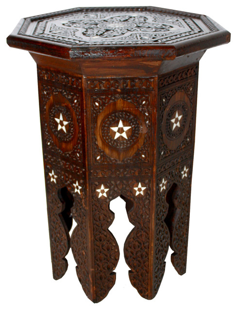 Moroccan Mother-of-Pearl Inlay Side Table - Mediterranean - Side Moroccan Mother-of-Pearl Inlay Side Table mediterranean-side-tables-and - Moroccan Mother-of-Pearl Inlay Side Table - Mediterranean - Side
