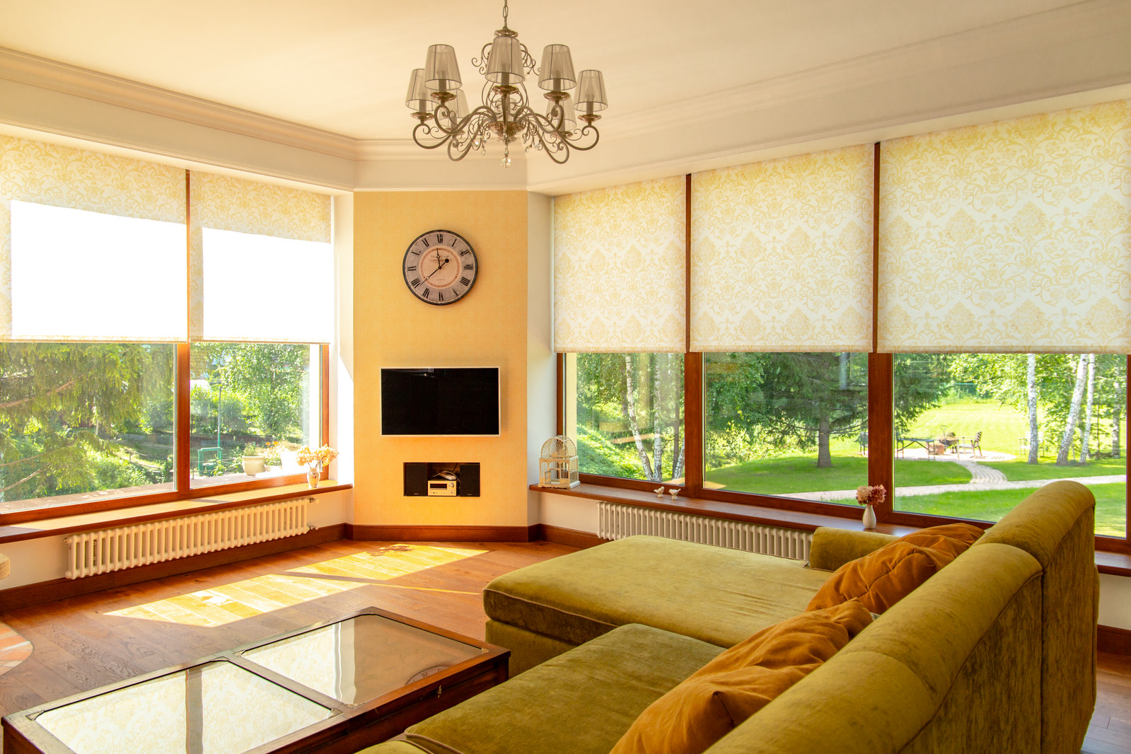 Рулонные шторы в гостинной