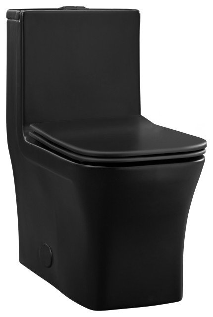 Concorde One Piece Square Toilet Dual Flush, Black, Black Hardware 1.1/1.6 gpf