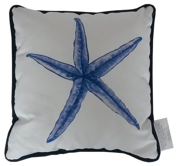 Blue and White Starfish Decorative Throw Pillow 10''