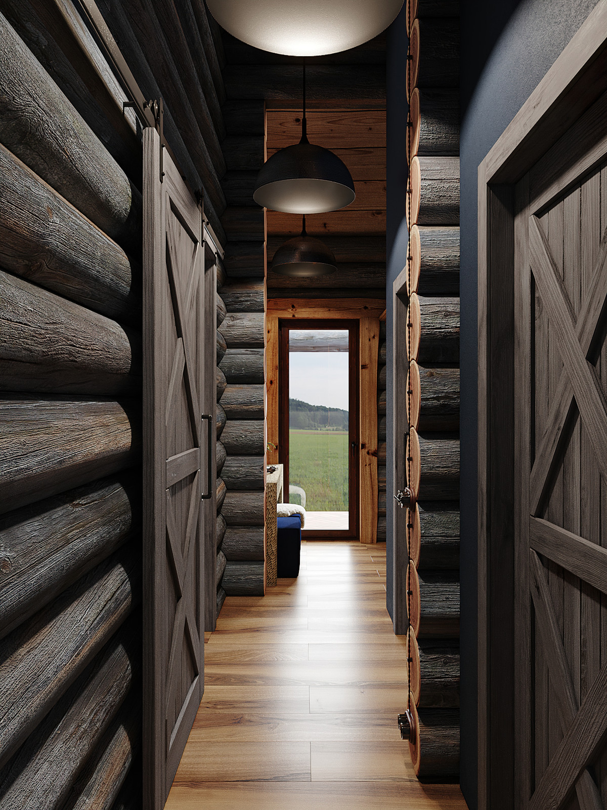 Дом из кело для рыбалки. Холл