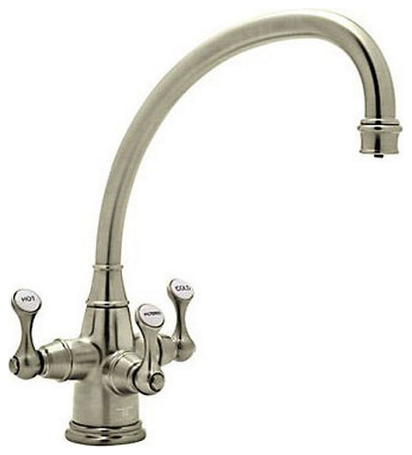 Rohl Perrin and Rowe Triple Handle Filtering Kitchen Faucet, Satin Nickel