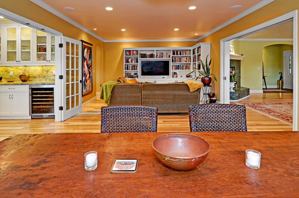 Example of an arts and crafts dining room design in Other