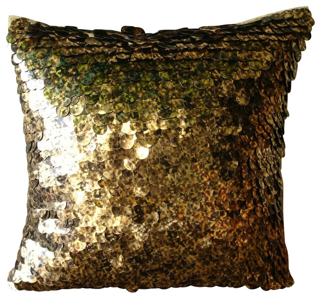 Exotic Gold N Black Scales, Gold Art Silk Throw Pillow Covers 12"x12"