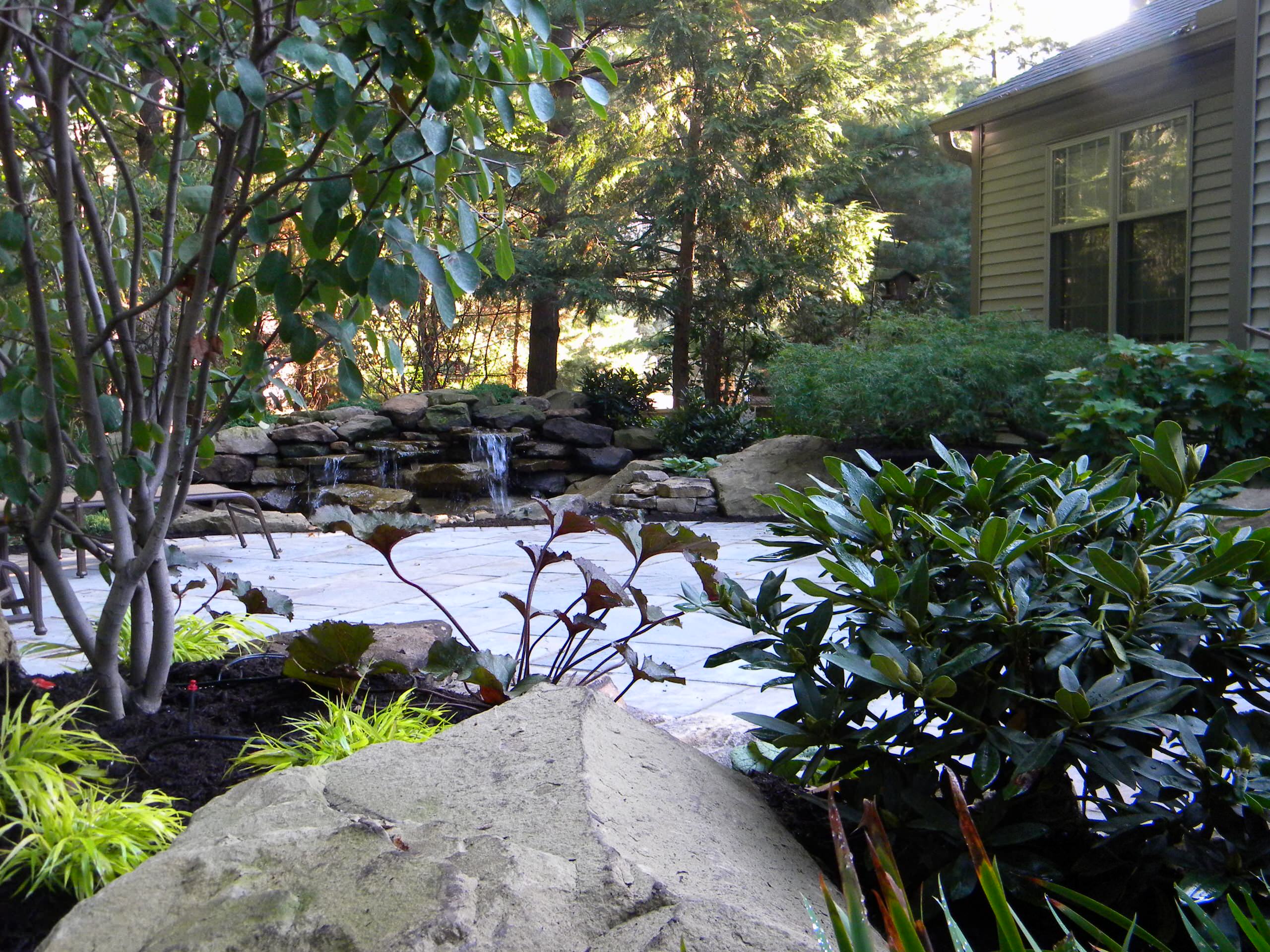 Blue Stone Patio and Waterfall
