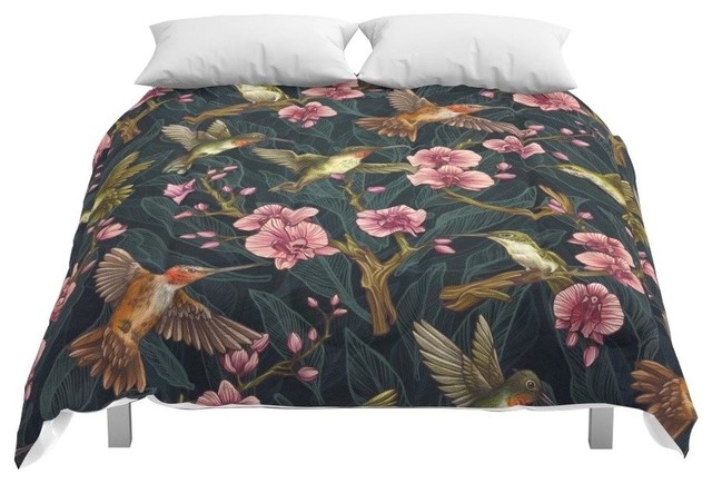 Hummingbird Pattern Comforter Contemporary Comforters And