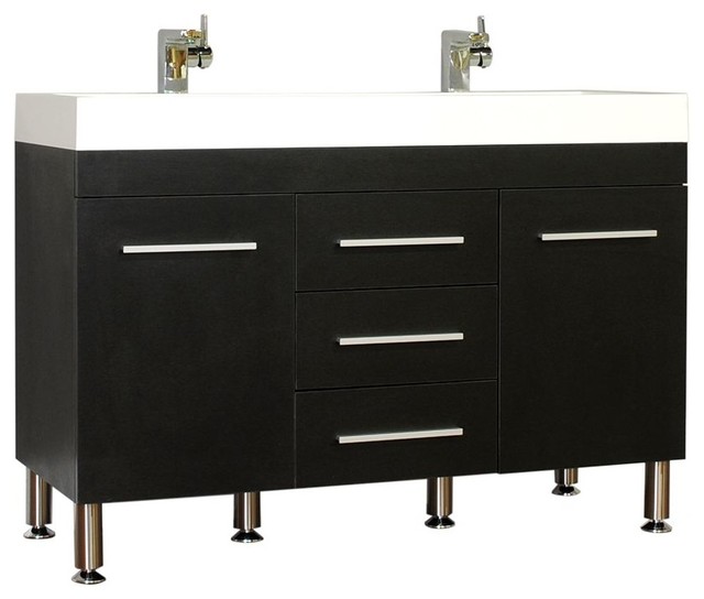 Greenville 48" Double Modern Bathroom Vanity, Black Contemporary