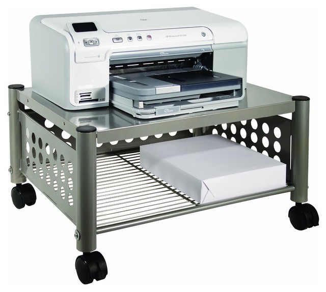 Mobile Heavy Duty UnderDesk Printer Stand In Matte Gray Contemporary