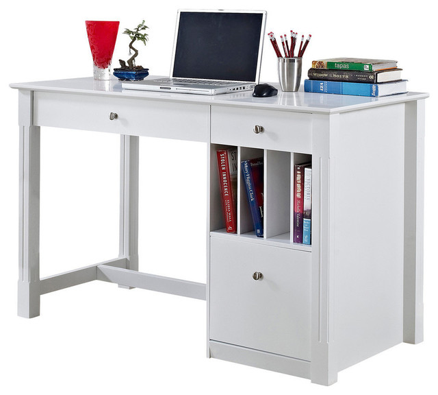 Home Office Deluxe Wood Storage Computer Desk White