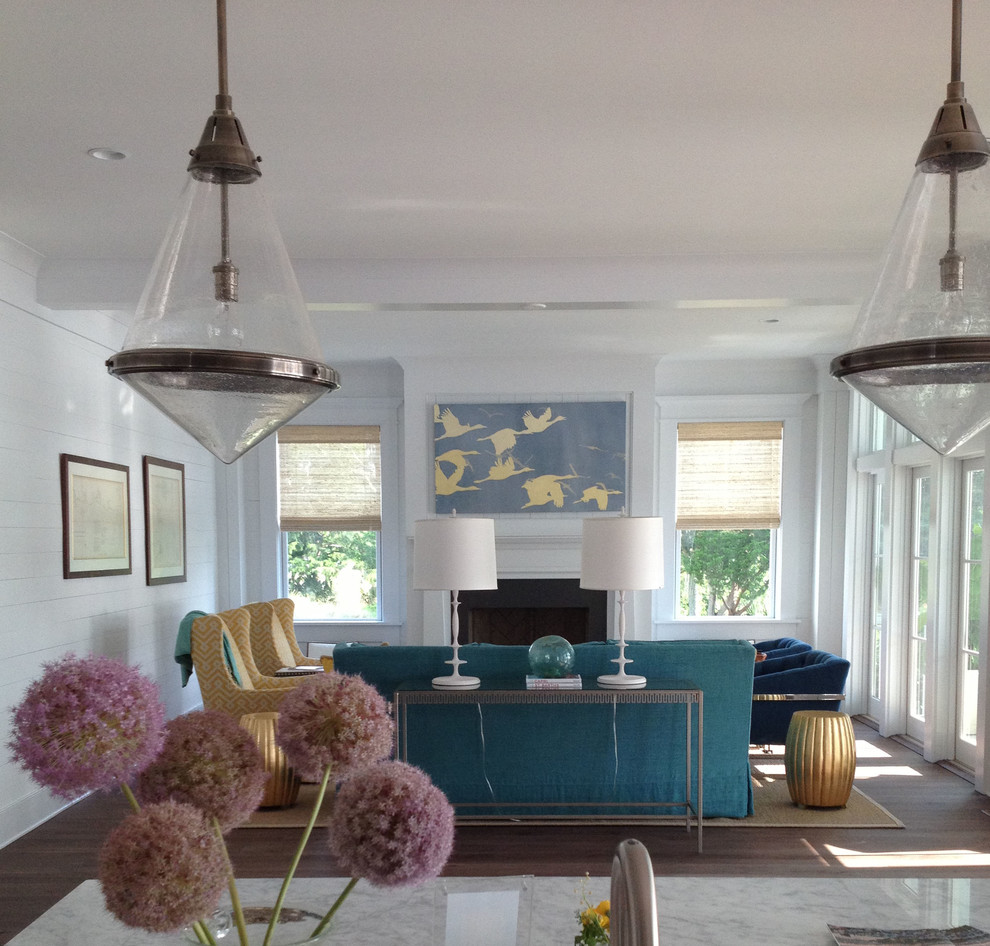 Design ideas for a beach style living room in Charleston.