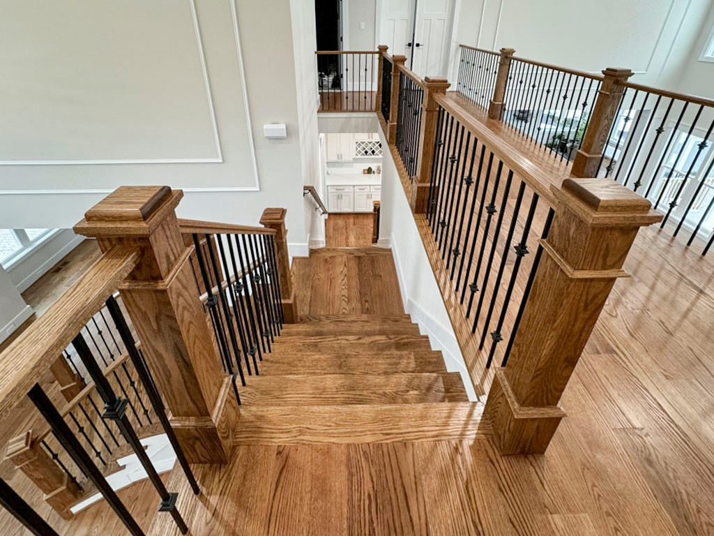 117_Distinct Oak Staircase with Iron Balusters & Oak Rail Profile, Chantilly VA