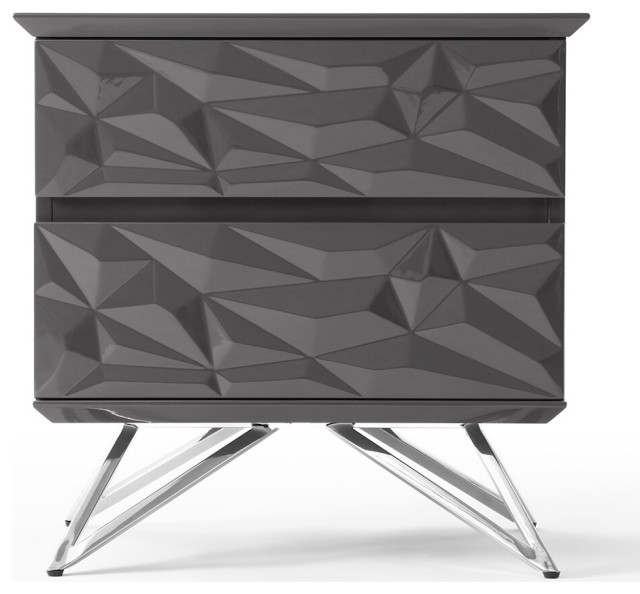 Zuri Furniture Modern Vortice Side Table Glossy Gray Lacquer