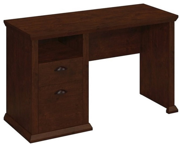 Yorktown Home Office Desk with File in Antique Cherry - Engineered Wood