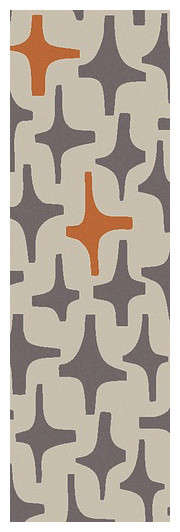 Textila Hand Woven Wool Runner Rug in Burnt Orange / Gray / Light Gray (2&#039;6