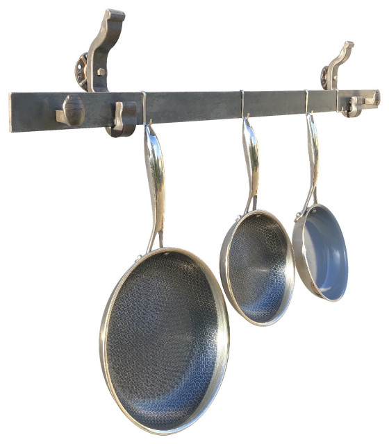Rail Anchor Pot And Pan Rack Wall Mounted Industrial Racks Accessories By Railroadware Houzz - Pan Racks Wall Mounted