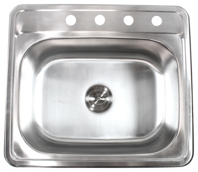 25" TopMount/DropIn Stainless Steel Kitchen Island/Bar Sink, 18 Gauge