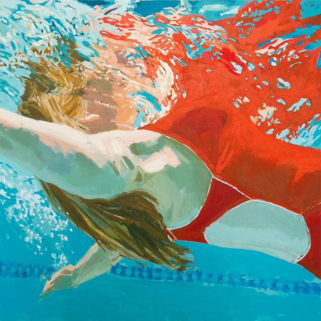 Underwater Swimmer Oil Paintings