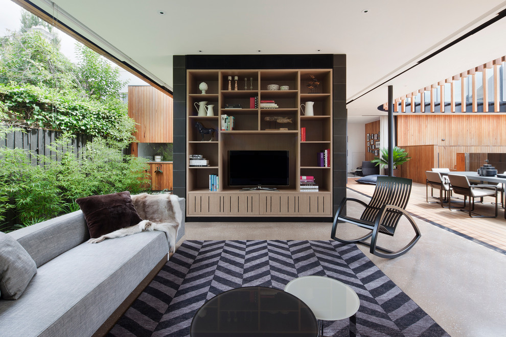 Inspiration for a contemporary living room in Melbourne.