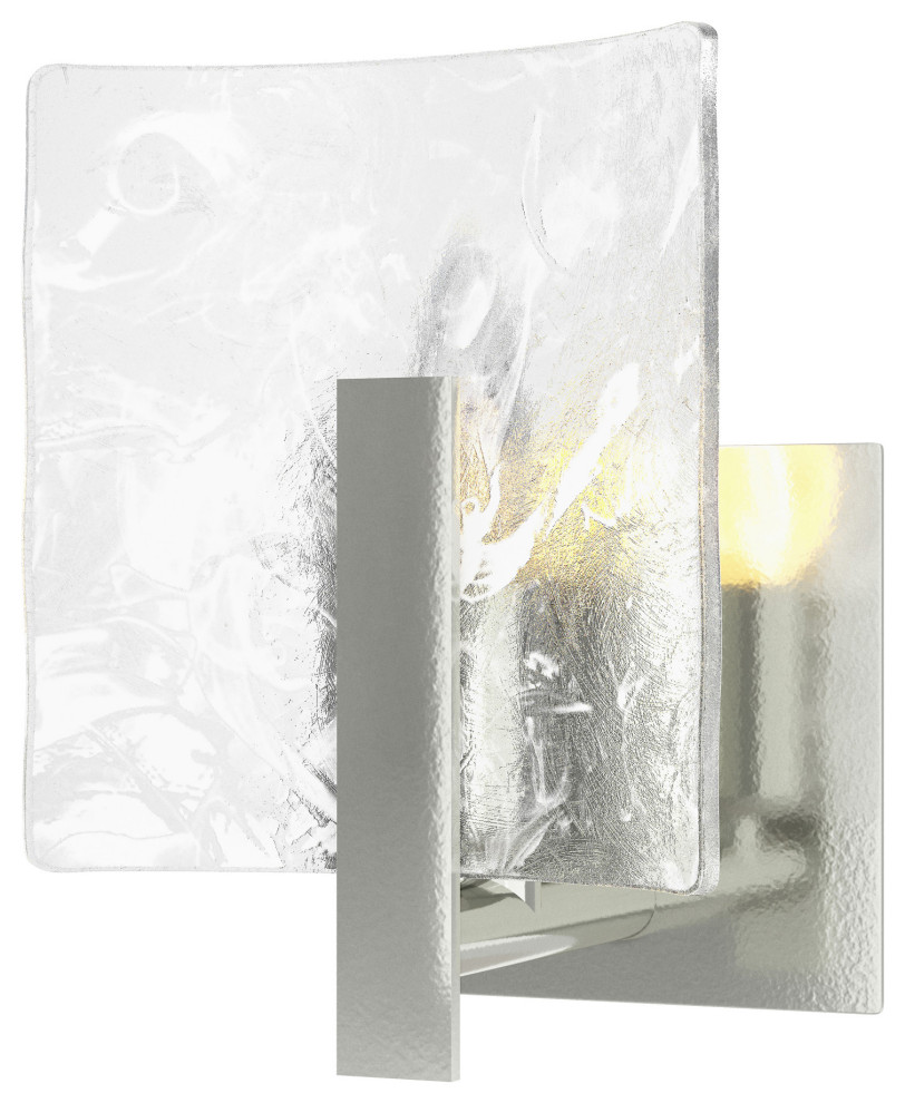 Arc Small 1-Light Bath Sconce, Sterling, White Swirl Glass