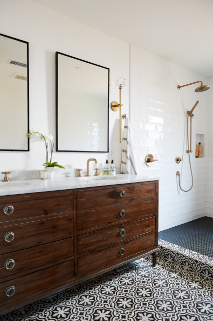 Modern Bohemian transitional-bathroom