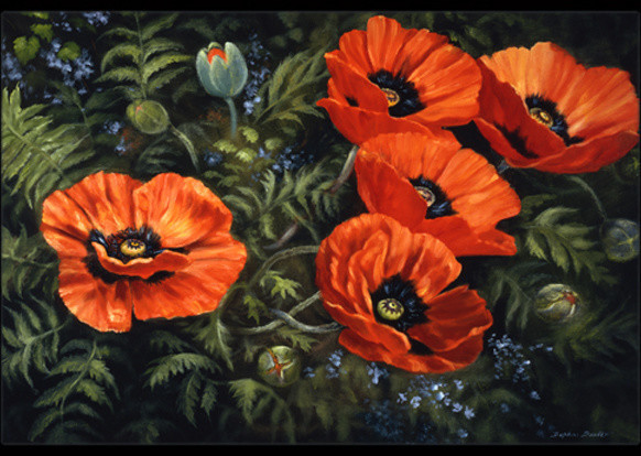 Poppies by Daphne Baxter Indoor/Outdoor Mat, 18"x27"