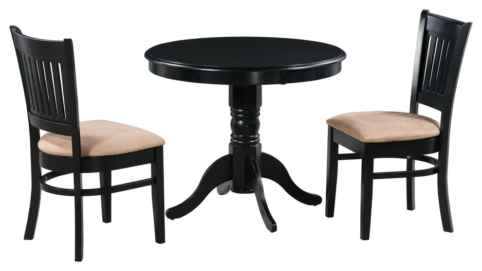 5Piece 36" Brookline Round Black Table and Chair Sets Traditional
