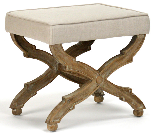 French Country Limed Gray Oak Ottoman - Traditional - Footstools And ...