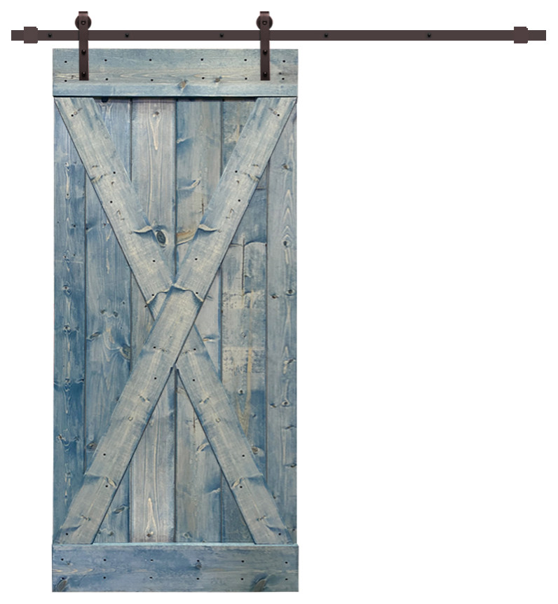 TMS X Series Barn Door With Sliding Hardware Kit, Denim Blue, 38"x84"