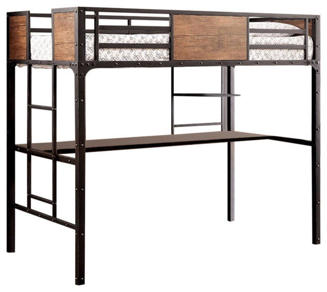 Wooden And Metal Twin Size Bunk Bed, Coaster Furniture Bunks Full Metal Workstation Loft Bed
