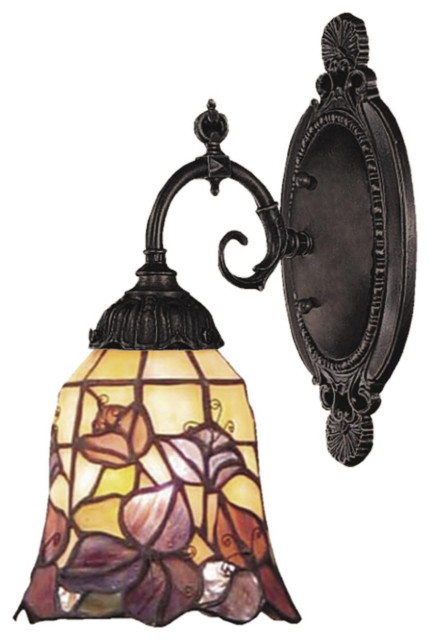 Mix-N-Match 1 Light Wall Sconce, Tiffany 17 Glass, Incandescent