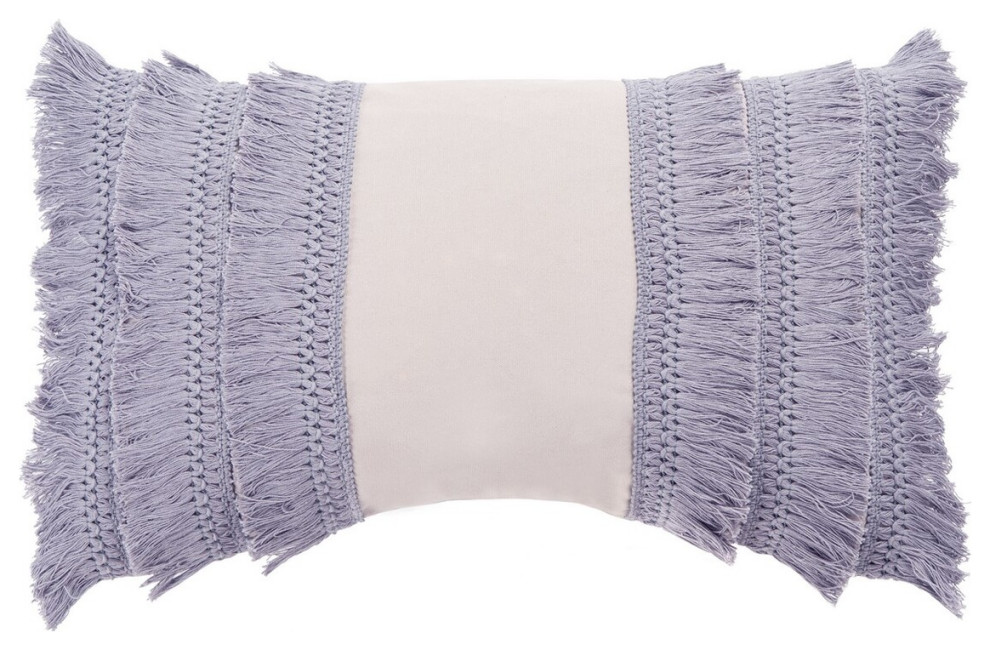 Safavieh Grema Pillow, Light Grey/Periwinkle, 20"x12"
