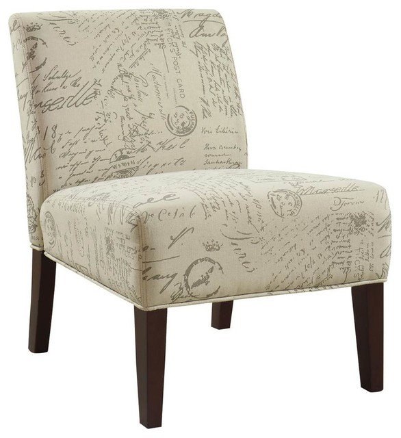 Chair With French Script Print Armchairs And Accent Chairs By