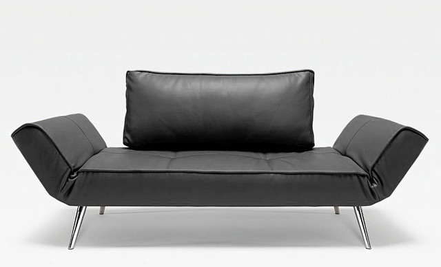 Innovation Usa Zeal Deluxe Black Leather Daybed Chrome Legs Innovation Usa Zeal Deluxe Black Leather Daybed Chrome Legs 825 25 Moderne