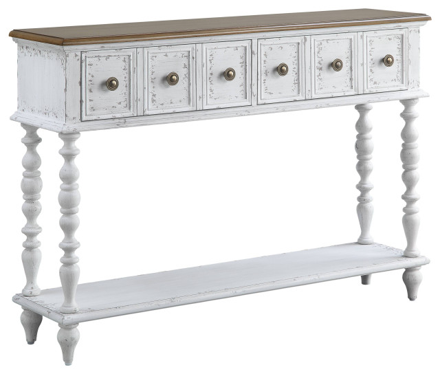 Acme Bence Console Table Dark Charcoal and Antique White Finish