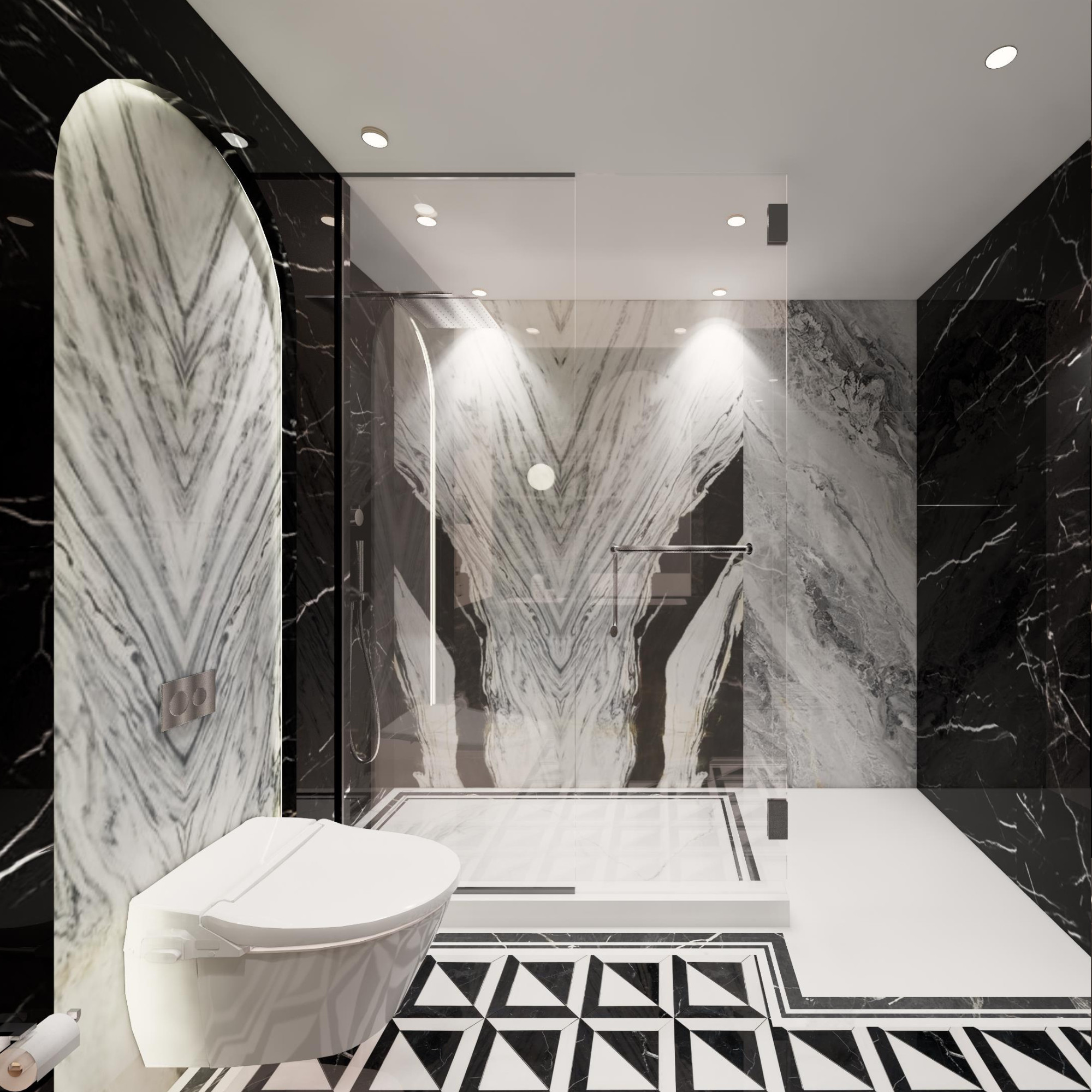 Sleek Monochrome Modern Bathroom in Mayfair