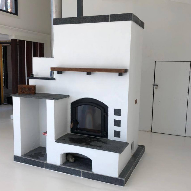 Masonry Heater with Bench - French Country - Living Room - Minneapolis - by  Temp-Cast LLC | Houzz