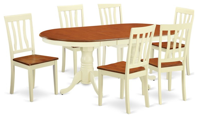 East West Furniture Plainville 7-piece Wood Dining Room Set in Cherry