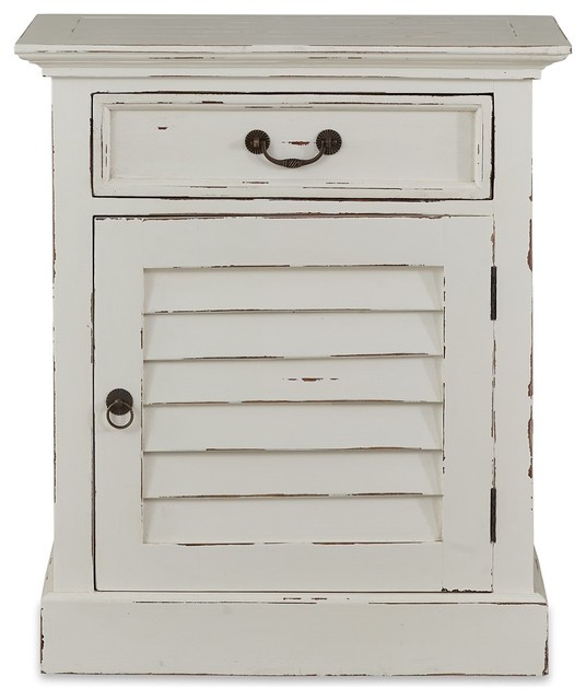 Nightstand Cabinet Harvest White Shutter Farmhouse