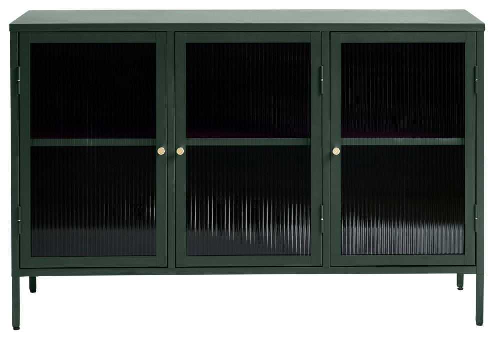 Metal & Glass 3-door Sideboard, Green