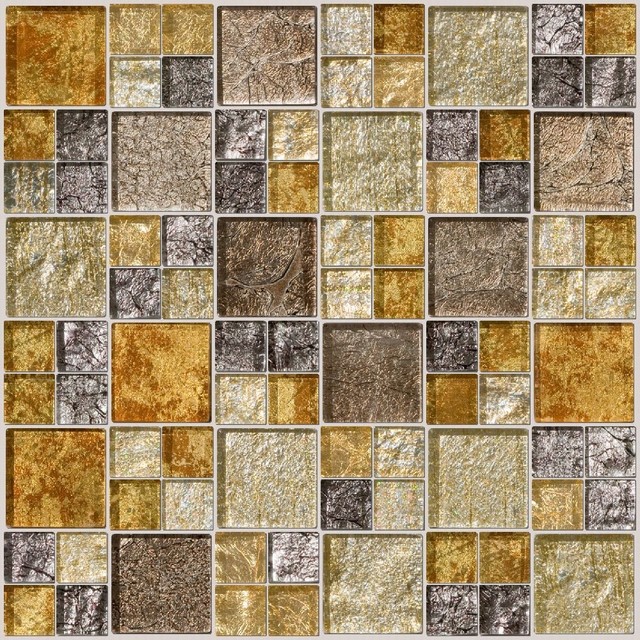 Silver Gold Taupe Metallic Glass Tile Mix Contemporary Mosaic 12 X12 Silver Gold Taupe Metallic Glass Tile Mix