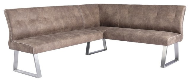 Modrest Zane Modern Brown Fabric L Shaped Dining Bench