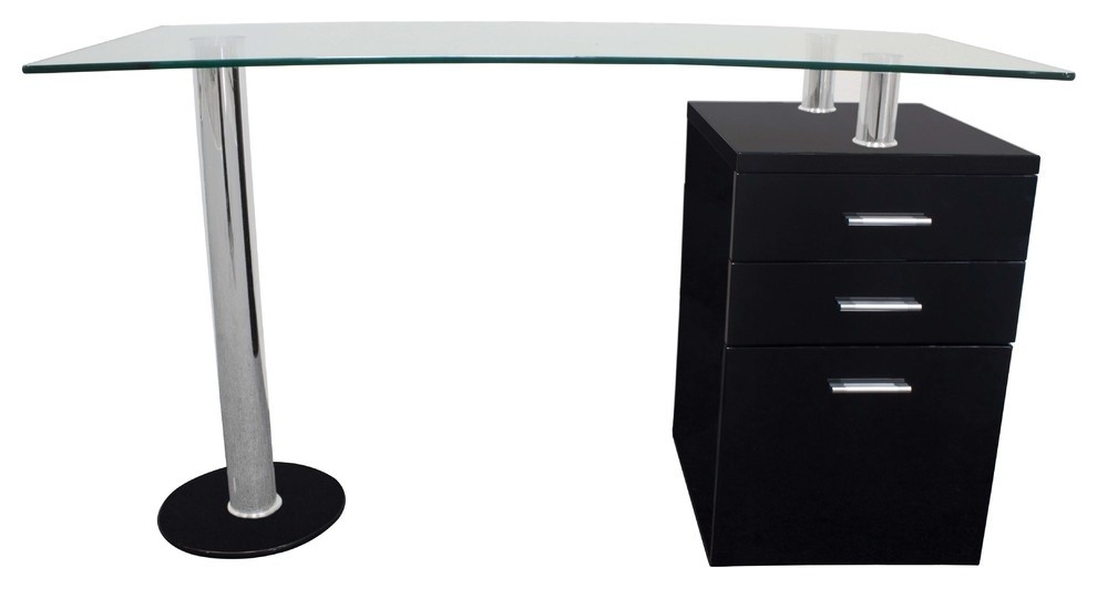 Olivia Contemporary Glass Top Writing Desk Contemporary Desks