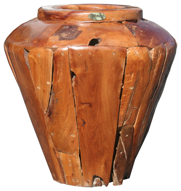Teak Wood Rustic Decorative Vase